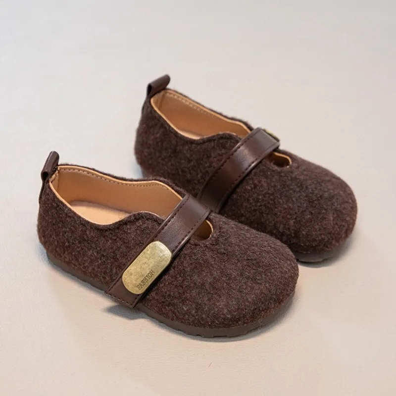 2026 Kids Shoes Children Causal Girls Gray Brown Toddler Slip On Flats Boys Fashion Oxford Princess Platform Party Mary Jane