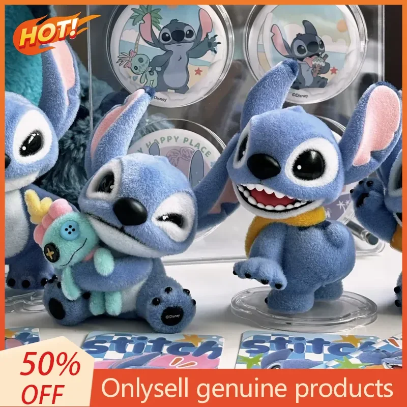 Disney Stitch Fluffy Adventure Series Blind Box Mini bambola floccata Decorazione da scrivania Giocattolo misterioso Regalo Action Figure da collezione