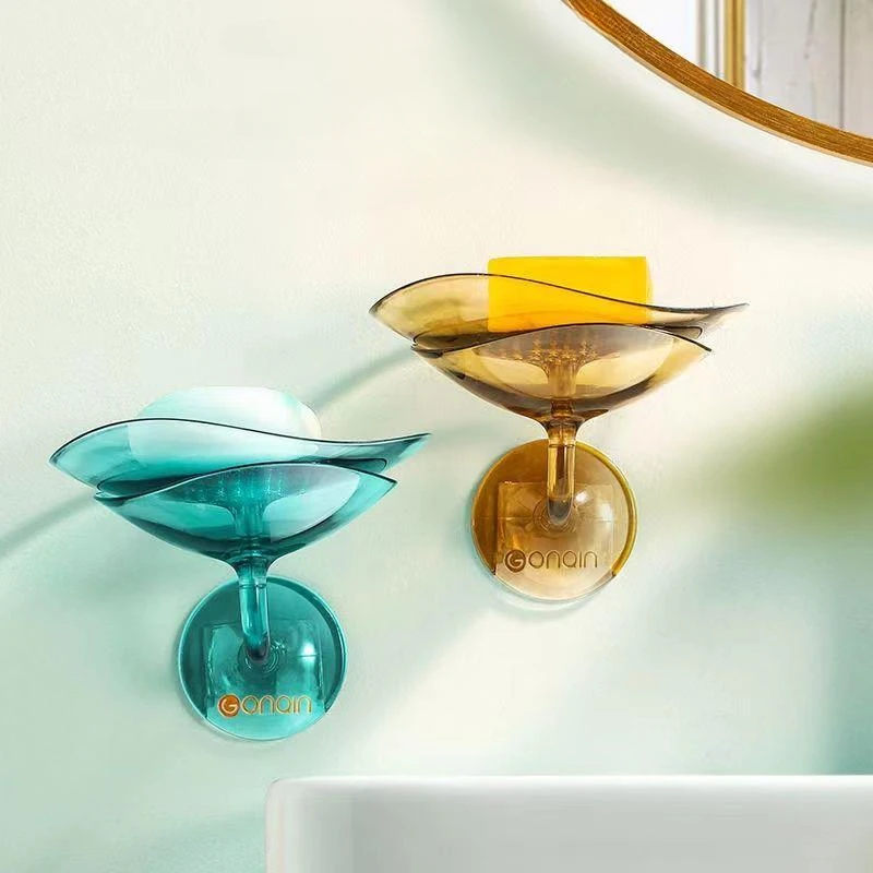 Petal Soap Dish Hole Free Wall Mounted Toilet Storage Rack Toilet Soap Box Drain Washroom Wall Mounted