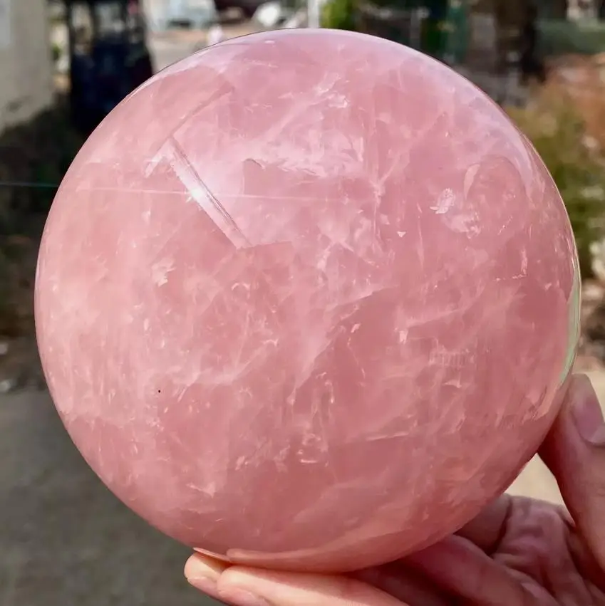 Natural Pink Rose Quartz Crystal Healing Ball Sphere + Stand