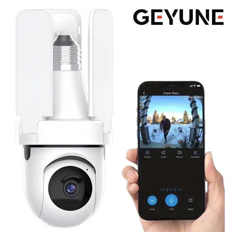 كاميرا لمبة E27 3MP مع لمبات LED كاميرا مراقبة WiFi أوتوماتيكية لتتبع الفيديو 10X تكبير ملون للرؤية الليلية كاميرا لاسلكية