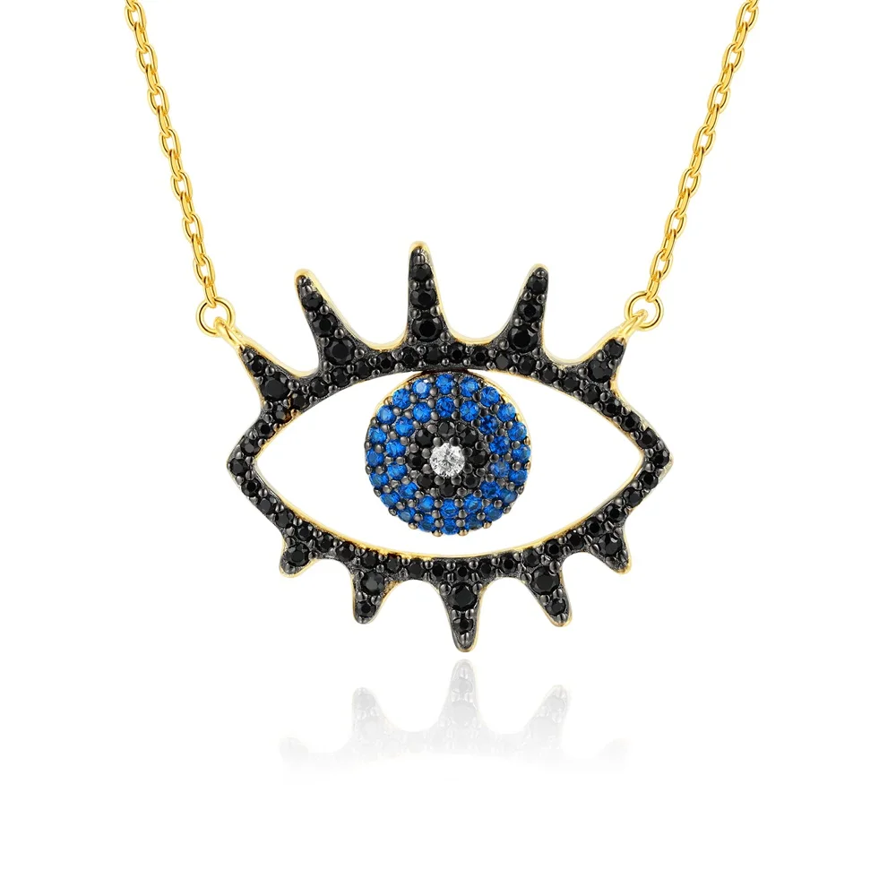 

TKJ Fashion 925 Sterling Silver Blue Evil Eye CZ Pendant Necklace Women's 4A Cubic Zircon Necklace Anniversary Fine Jewelry