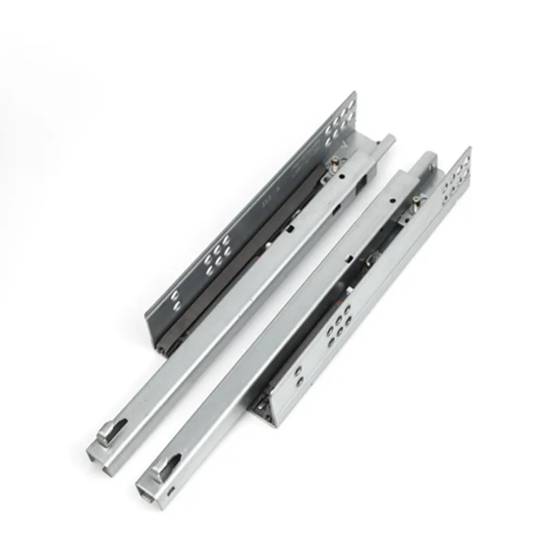 Two-section Damping Track Half-pull Drawer Slide Rail Pulley Hidden Guide Rail Bottom Support Buffer Slide