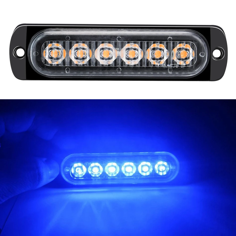 Ultra Thin LED Strobe Light Set Flashing Grille Lights for Vehicles 6 High Intensity LEDs Weather Resistant for All Conditions