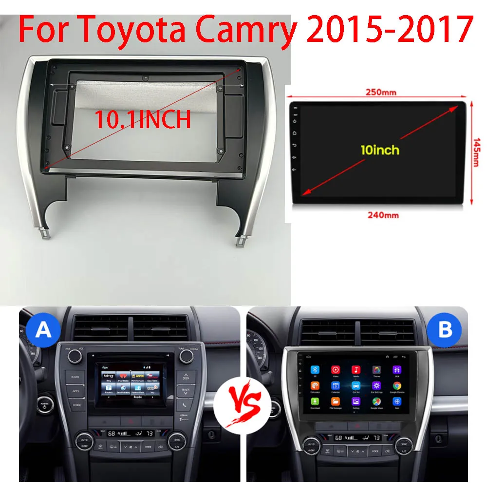 

2 Din 9/10.1inch Android Radio Fascia Panel Kit for Toyota Camry 2015 -2017 Car Audio Dash Mount Multimedia Stereo Frame