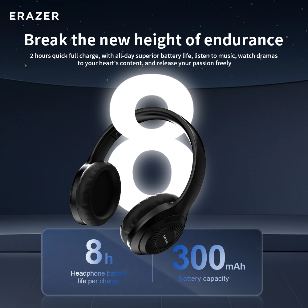ERAZER QT01 Bluetooth 5,4 Беспроводная гарнитура с шумоподавлением Стереозвук Легкий комфортный аккумулятор 8 часов для iOS Android Windows