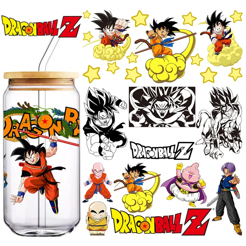 Dragon Ball 16oz UV DTF Cup Wrap Libbey Glass Beer Can Tumbler Transfer Anime 3D Transfer Stickers Libbey Waterproof DIY Sticke