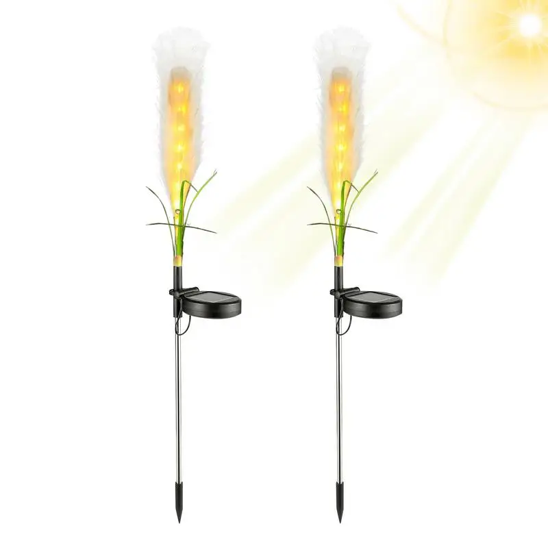 

2Pcs Outdoor Reed Lights Multipurpose Decoration Energy Saving Cute Stake Lights LED Solar Waterproof lamps for Garden Patio