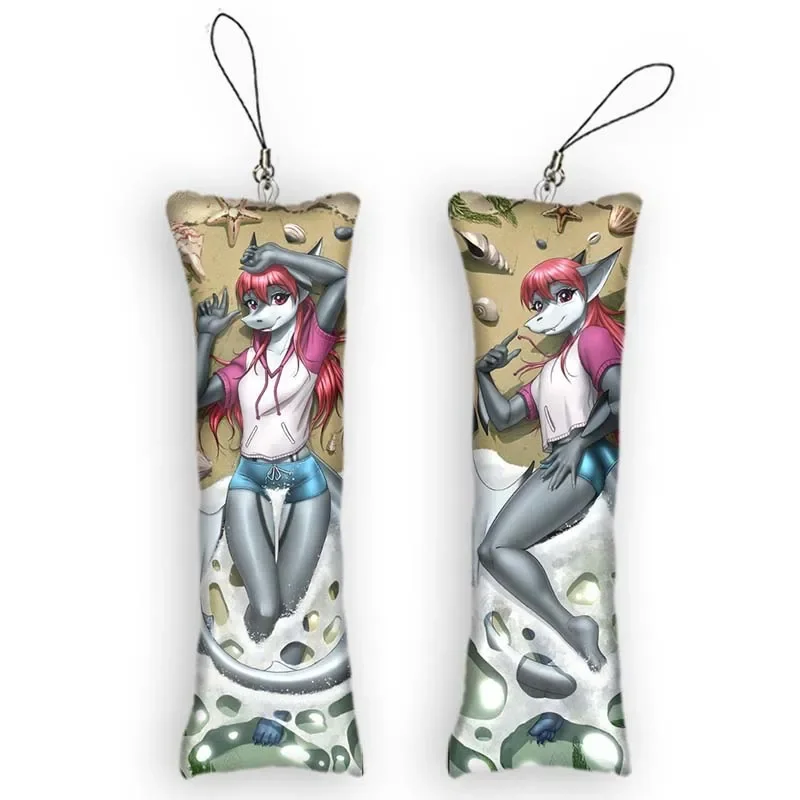 

New Pattern Mini Furry Dakimakura Pendant Keychain Double-Sided Print Hanging Ornament Cute Small Body Pillow Pendant Funny Gift