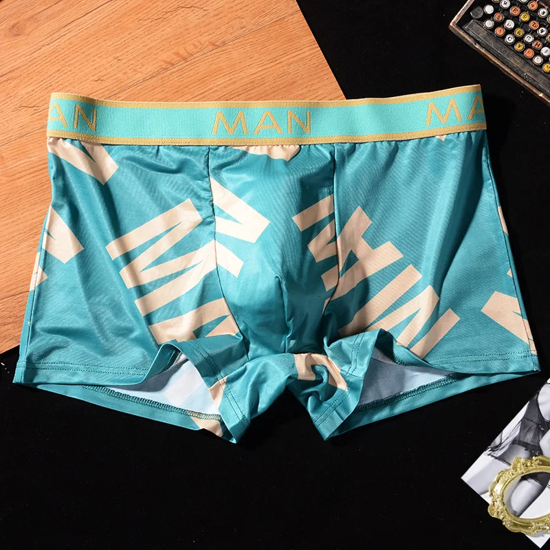 4Pcs Men\'s Boxer Shorts Sexy Underwear Ice Silk Panties Man Underpants Thin Male U Convex Lingerie Wholesale Lots Big Size L-6XL