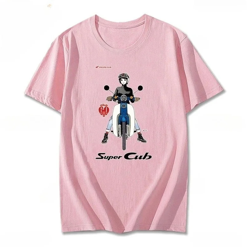 

Летние мужские и женские топы с короткими рукавами и графическим рисунком, классическая футболка с японским мотоциклетным узором Honda Baby C65, мотоциклетная футболка с принтом