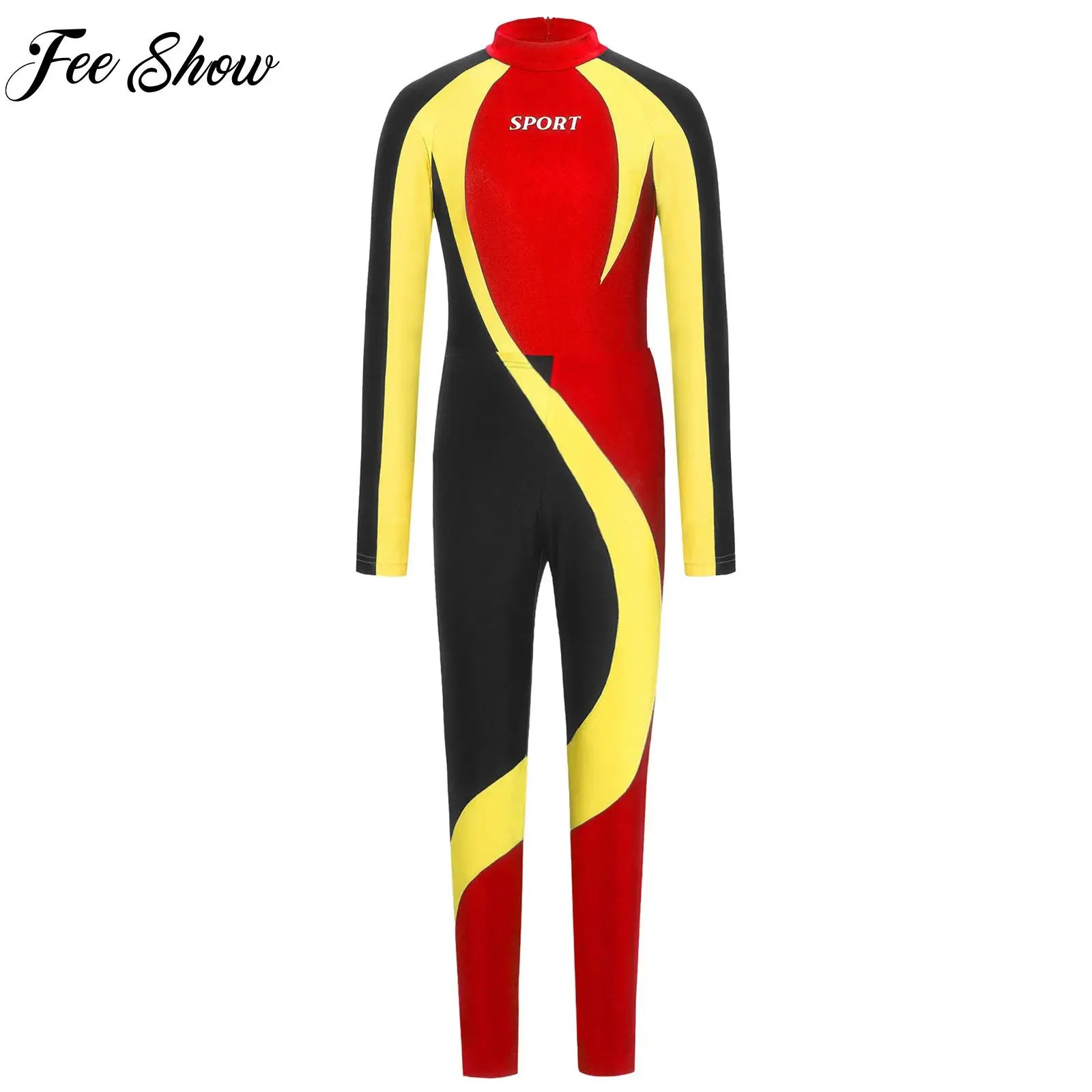 

Boys 2Pcs Figure Skating Gymnastics Outfit Swimwear Long Sleeve Openable Crotch Bodysuit And Leggings Sportswear Rashguard Suit