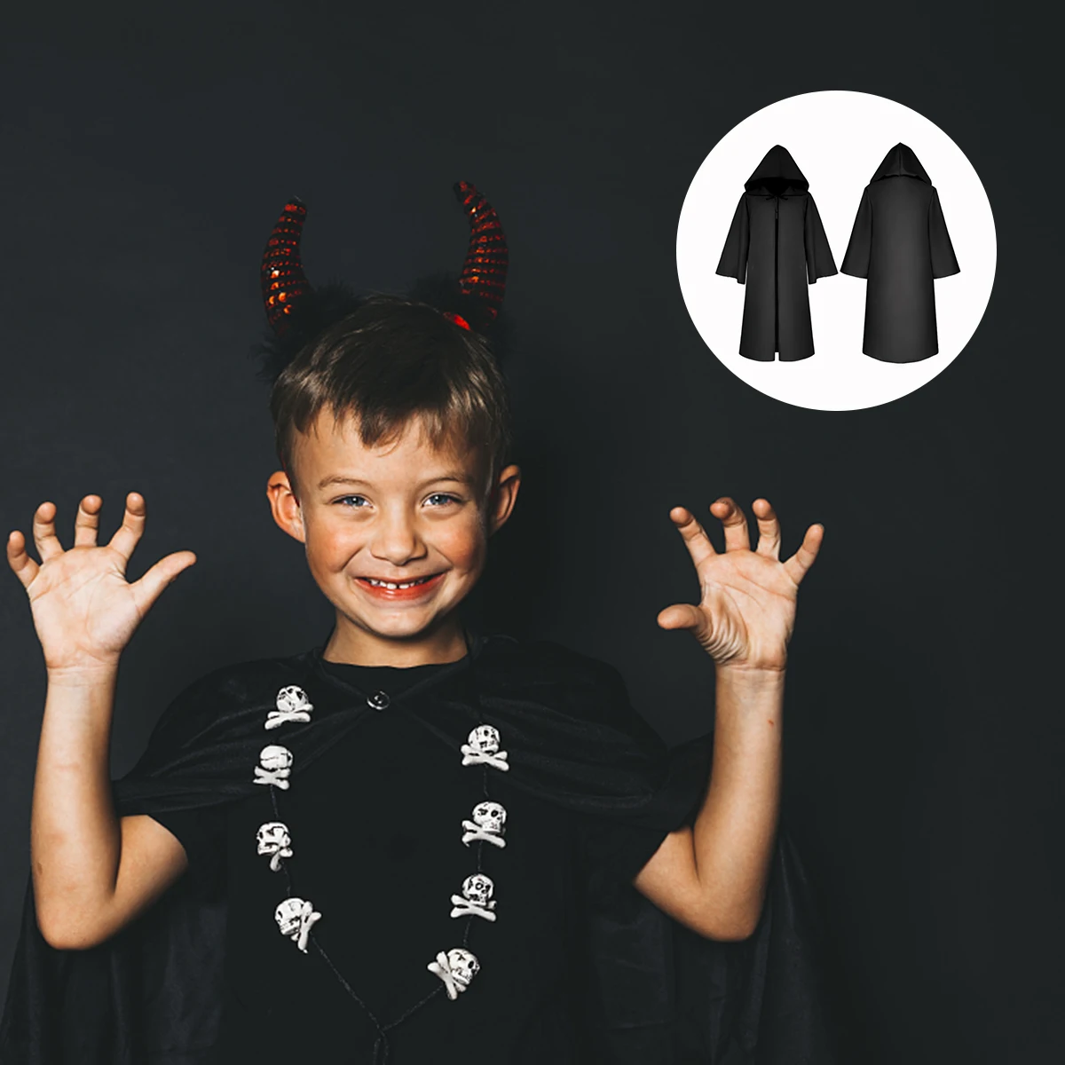 

Cape Robe Black Wizard Cloak Breathable Polyester Death Costume Light Portable Universal Halloween Cosplay