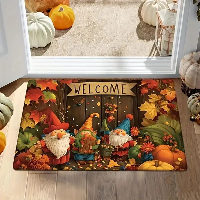 VIKAMA Autumn Harvest Dwarf Carpet, Welcome Signage Easy-to-clean Entrance Floor Mat, Entry-level Home Decoration