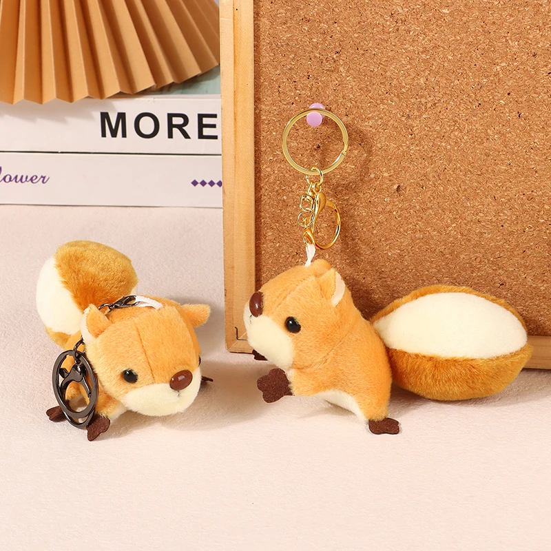 Autumn And Winter Squirrel Keychain Pendant Men And Women Cute Couple Bag Pendant Cartoon Brooch Plush Doll