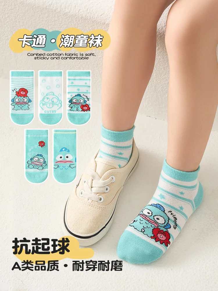 

5 Pairs New Sanrio HANGYODON Children Socks Spring Summer Cute Cartoon Socks Kawaii Anime Cotton Short Stoking Socks Kids Gifts