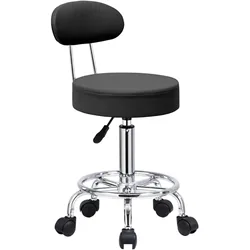 US Medical Rolling Swivel Chair with PU Leather Footrest and Backrest, Beauty Salon, Chioned Chair, US