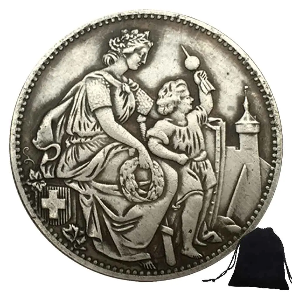 Luxury 1865 Switzerland Good Luck Fun Couple Art Coin/Nightclub Decision Coin/Good Luck Commemorative Pocket Coin+Gift Bag