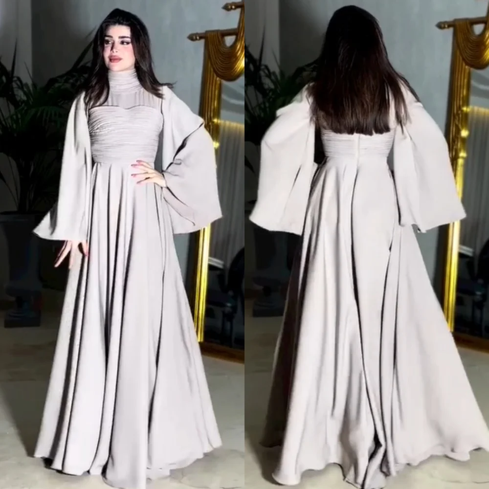 Customized Jiayigong Ball Jersey Draped Ruffle A-line High Collar Bespoke Occasion Gown Long Es Saudi Arabia