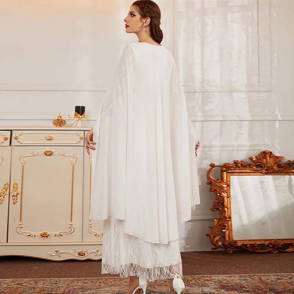 Vestido de fiesta de boda islámico musulmán para mujer, Vestido largo de encaje, Abaya árabe, caftán elegante, Ramadán, capa marroquí, ropa de Oriente Medio