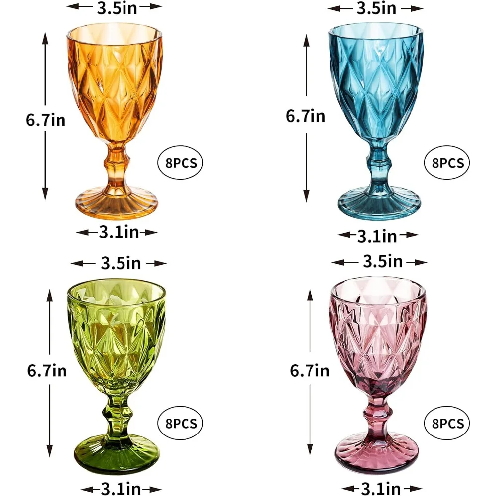 Crystal-Like Stemmed Wine Glasses Set of 6 - Elegant Goblets for Red, White Wine and Water - 7 oz Capacity - Perfect for Everyda