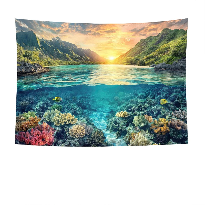 معلق على الحائط على شكل جنة مرجانية تحت الماء - نسيج مشهد المحيط الطبيعي #5