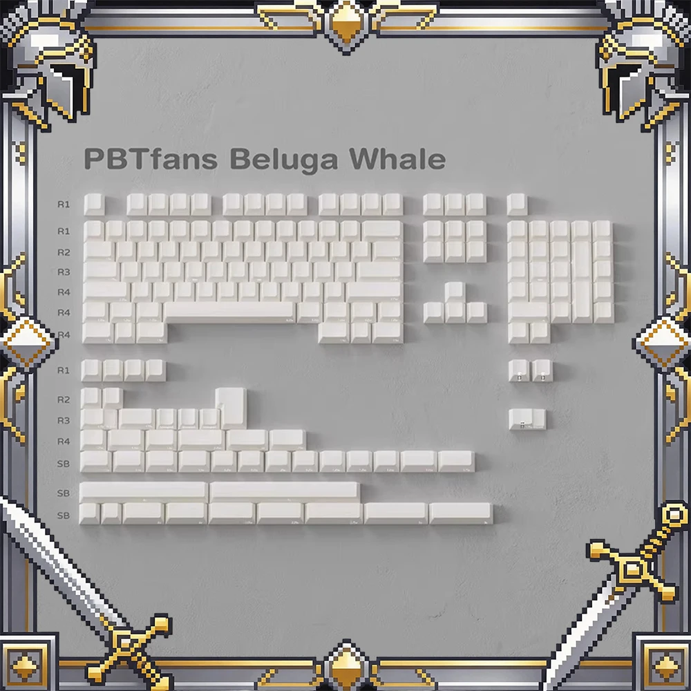 

Колпачки для клавиш PBTfans Beluga Whale PC, PBT-колпачки заводского профиля, с эффектом стеклянных бусин, для аксессуаров ПК, подарки