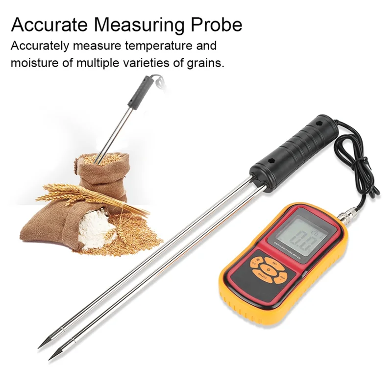 

TKOH-Portable GM640 Digital Grain Moisture Meter With LCD Temperature Display For Wheat, Rice, Corn, Bean