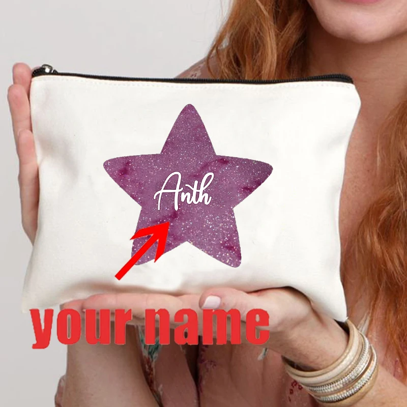 

Star Name Custom Makeup Bag Best Gift for Girls Birthday Cosmetic Case Travel Organizer Women Personalized Wallet Pencil Case