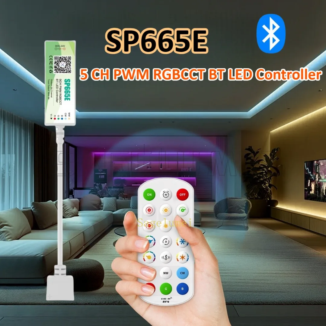 SP661E/62E/63E/64E/65E/68E 1CH/2CH/3CH/4CH/5CH App control and 2.4G RF remote control For SingleColor RGBW RGBCCT Light Strips