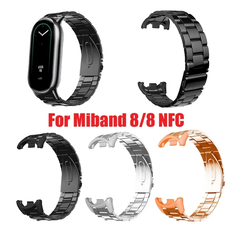 สายสแตนเลสสำหรับสมาร์ทวอทช์ Xiaomi Mi band 8สายรัดข้อมือโลหะสายรัดข้อมือสำหรับ miband 8