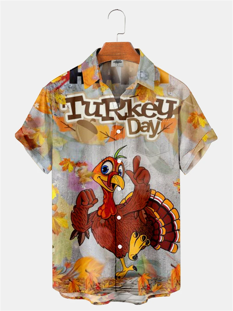 

Turkey 3D Print Hawaiian Shirts Funny Man Women Thanksgiving Pretty Clothes Mens High Fashion Clothing Festival Perfect Gift