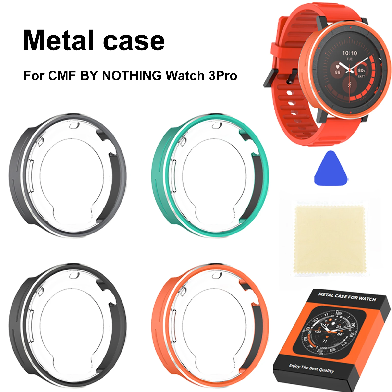 

Hard Protective Bumper Anti-Scratch Watch Clear Shockproof Drop-proof Screen Protector for CMF By Nothing Watch 3 Pro