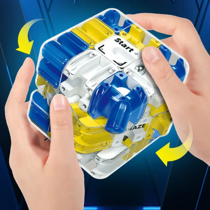 Puzzle 3D Cubo magico con rotolamento a sfera Labirinto per bambini Giocattolo agitato Pensiero logico Sollievo dallo stress Regalo di compleanno educativo