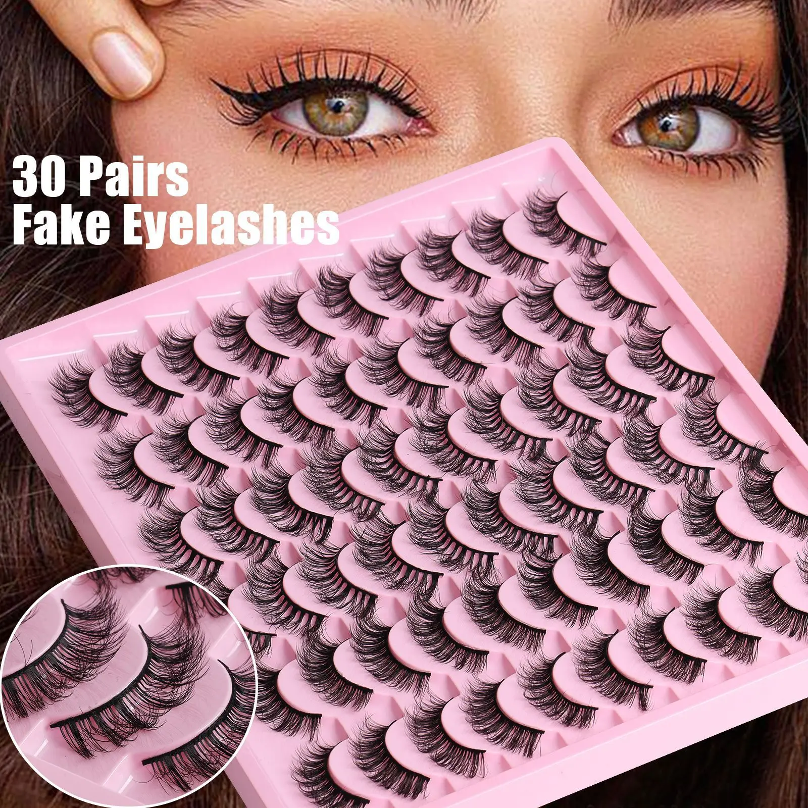 Faux cils de vison en œil de chat, 6 styles mélangés, réutilisables, naturels, moelleux, bouclés, spectaculaires, extension, outil de maquillage, 30 paires