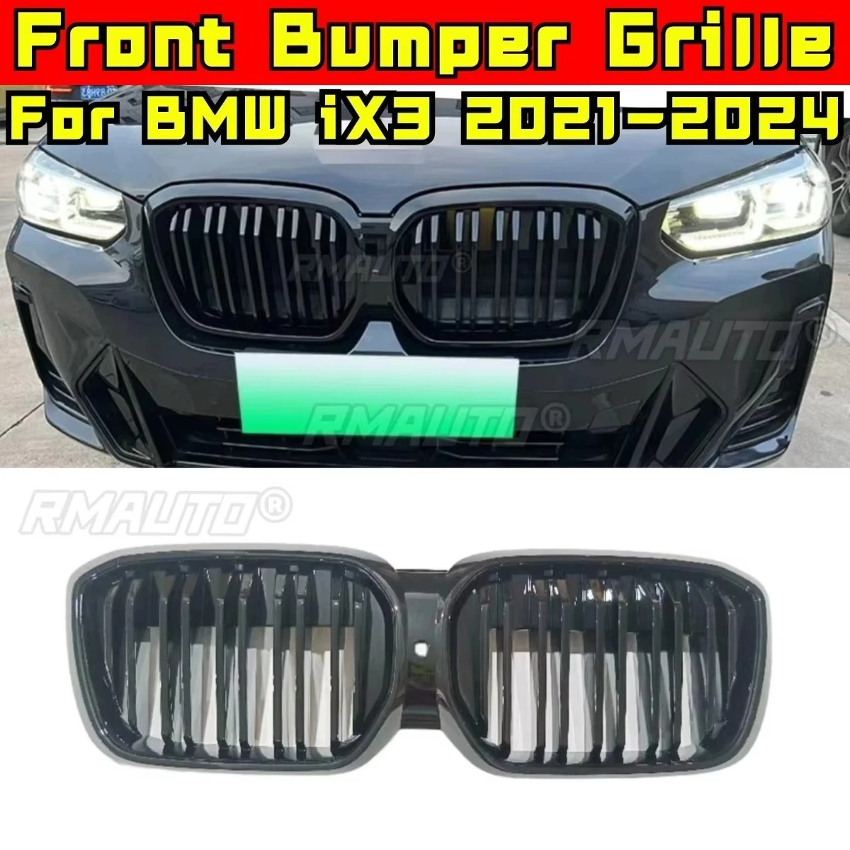 

Car Bumper Grill Decorative Strips Racing Grille Body Kit Front Bumper Grill For BMW iX3 2021-2024 Exterior Part