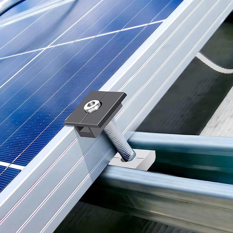 8 Pack Centre Clamp Black T-Shaped Centre Clamp Photovoltaic Adjustable Solar Panel Centre Clamp For Solar Panel