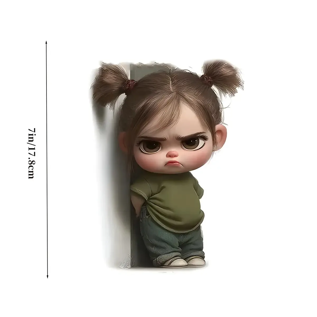 Grumpy Cartoon Girl Vinyl Sticker, Glossy Self-Adhesive Decal for Car, Motorcycle, Laptop & Smooth Surface Decor