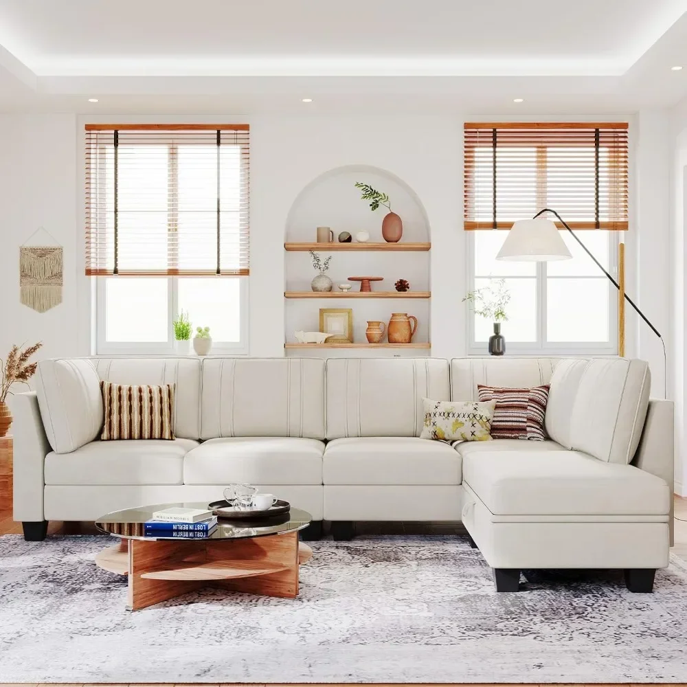 

Бестселлер: модульный угловой диван-трансформер на 4 места, 107-дюймовый секционный диван с перекидным шезлонгом для гостиной, квартиры