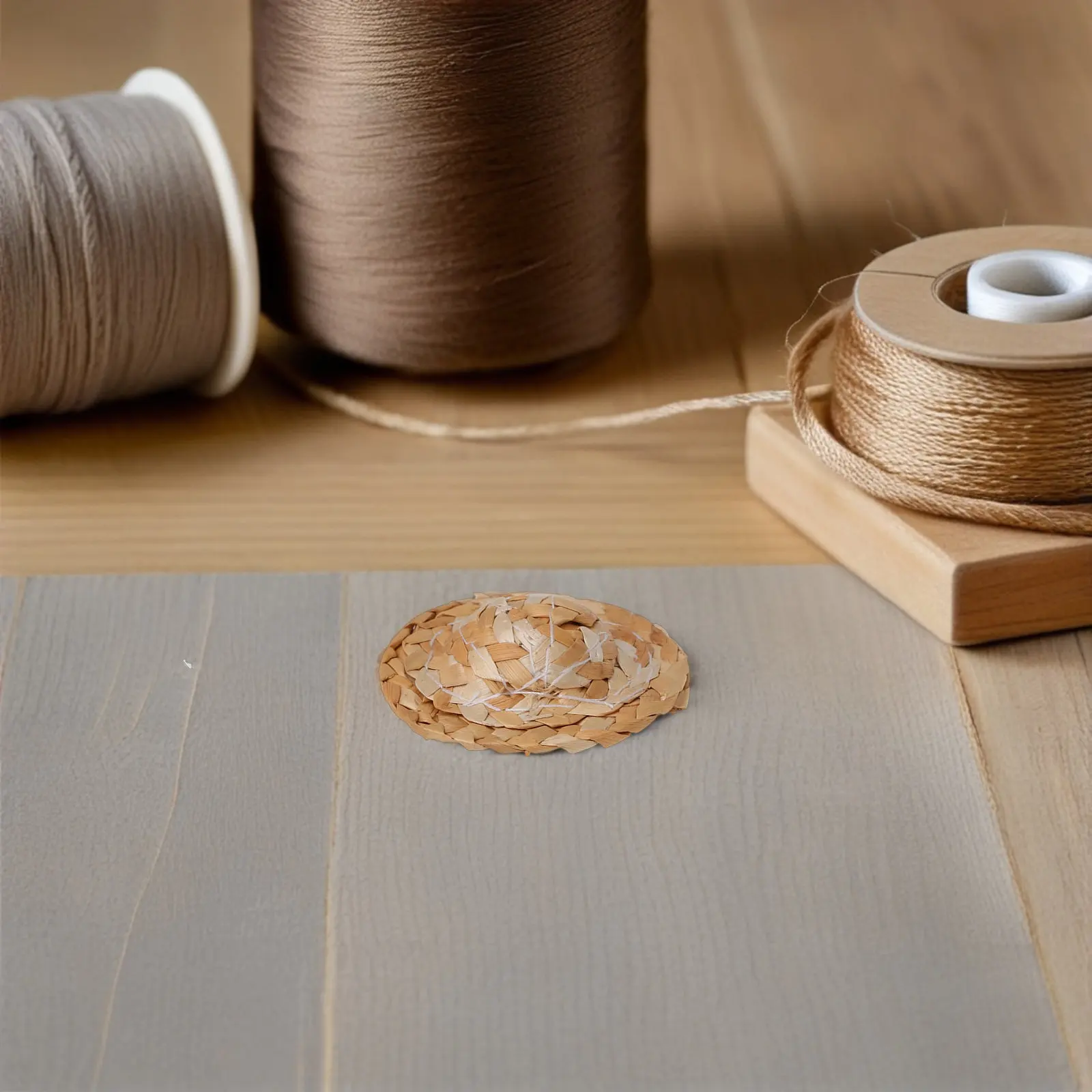 

10 шт. мини-шляпок из соломки 5,4 см для рукоделия, плетеные вручную маленькие шапочки, декоративные элементы для DIY, яркий акцент для поделок