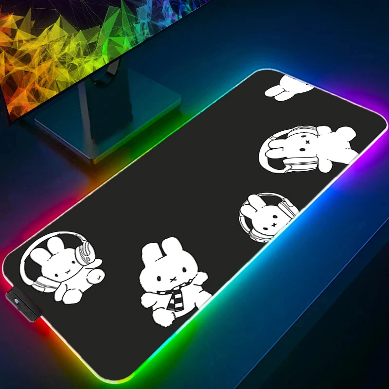RGB LED Mouse Pad Laptop Non-slip Esports Animal Party Office Laptop Desk Mat Game Player Mousepad PC Accessories Keyboard Pad