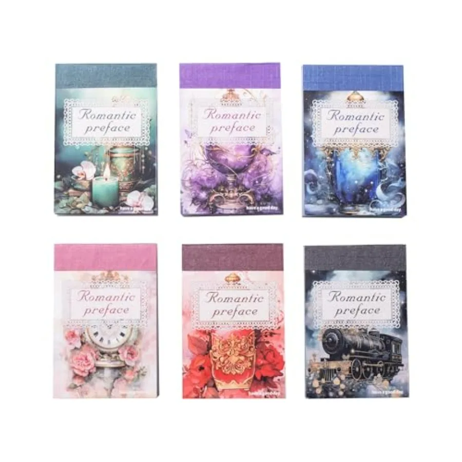 

6Pcs Vintage Washi Sticker Book Set, Scrapbook Supplies for Junk Journals, DIY Crafts, and Aesthetic Decorations, with Storage