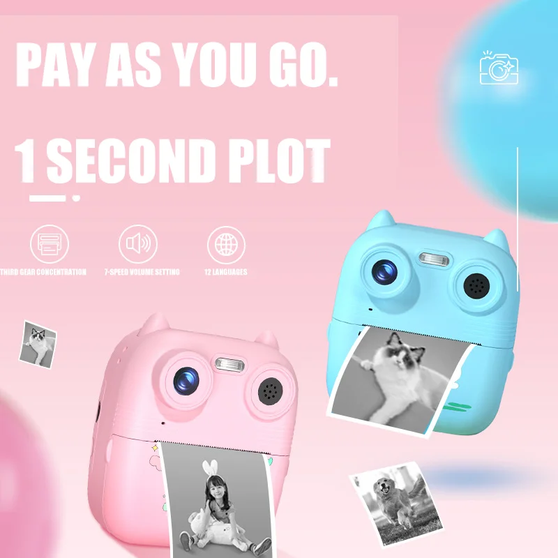 كاميرا الأطفال الطباعة الفورية كاميرا رقمية صغيرة HD التقاط الصور فيديو المحمولة في الهواء الطلق التصوير الفوتوغرافي لعب كاميرا للأطفال الهدايا #2
