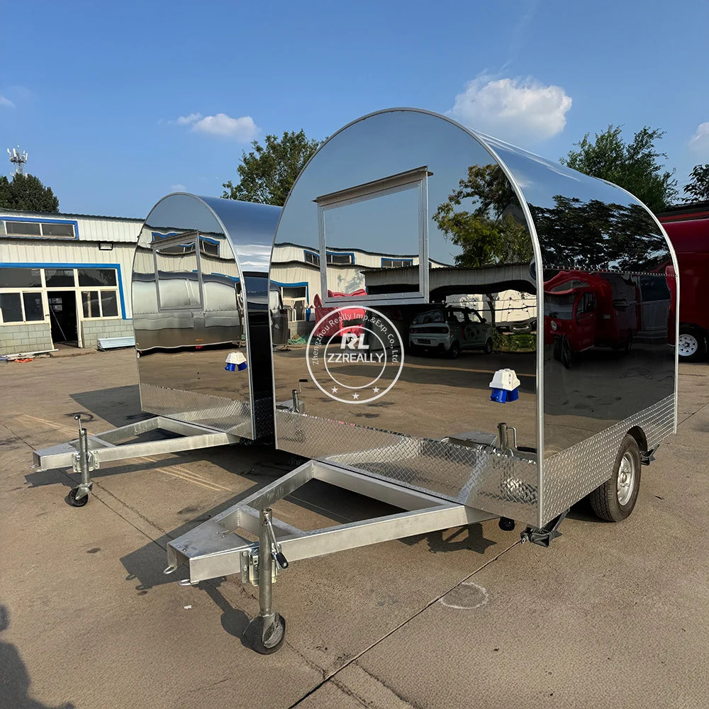 

Stainless steel customization Portable Outdoor Kitchen Food Truck Trailer Cart Mobile Snack Bar Ice Cream Truck Tent Caravan