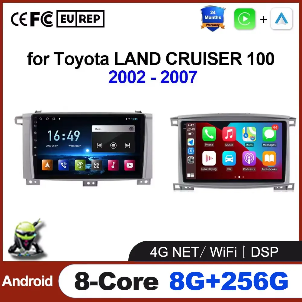 Car Radio Multimedia Stereo Player Navigation Wireless Carplay Android Auto for Toyota LAND CRUISER 100 2002 - 2007 Tools