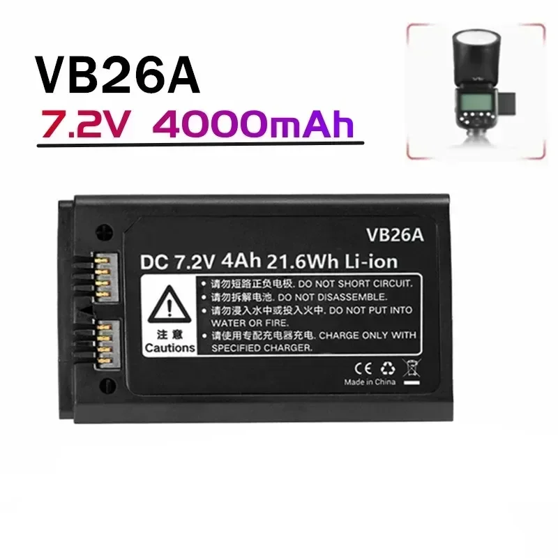 

Round Head Photography Light Godox Replacement Battery Flash 7.2V 4000mAh, VB26, VB26A, V1S, V/S, V1N, V1F, V1O, V1P, Eddie Ion