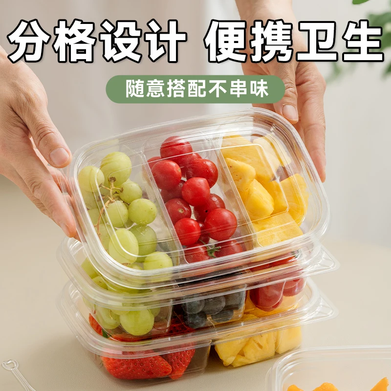Customized. Spring Outing Picnic Box Disposable Fruit Separately Packed Outdoor Camping Fruit Cut Take out Box Food Packagi