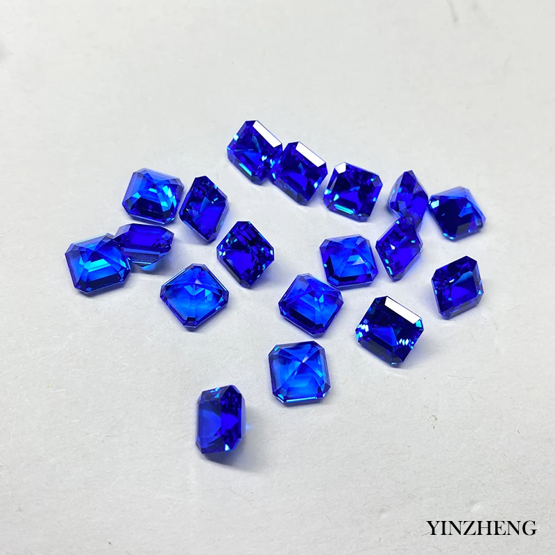 Loose gemstones high quality Lab grown Asscher cut shape Cobalt spinel gems for Jewelry making material