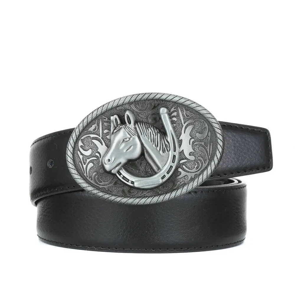 

Western cowboy fashion pattern horse head buckle hip hop belt buckle men and women 3.8 belt