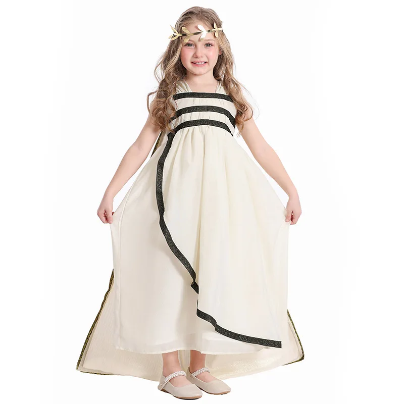 Greek Goddess White Long Dress Halloween Adult Costume Birthday Party Stage Outfit